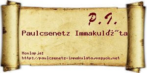 Paulcsenetz Immakuláta névjegykártya